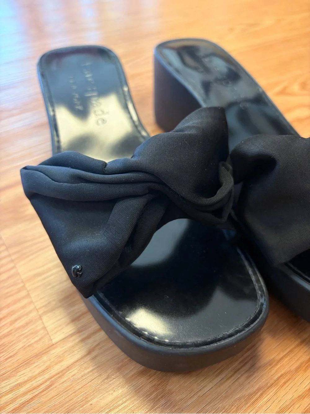 kate spade Black Knotted Wedge Platform Sandals